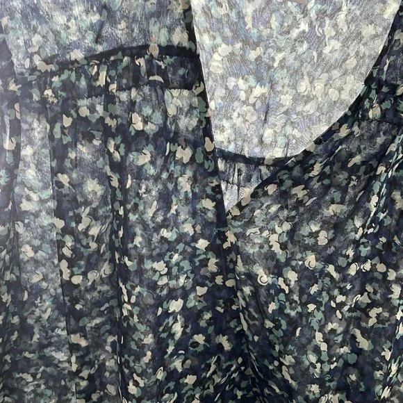 Veronica Beard Dress Anjali Ruched Blue Floral Print Silk Mini Length Womens 14 - Picture 13 of 14